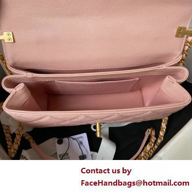 Chanel Grained Calfskin  &  Gold-Tone Metal Small Flap Bag with Top Handle AS4008 Pink 2025